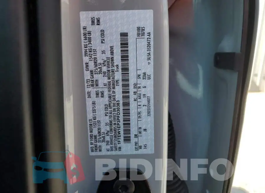 1FTEW1EP3PFD30383 Photo# 12