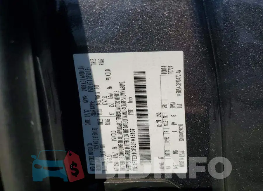 1FTEX1CP2JFA13167 Photo# 12