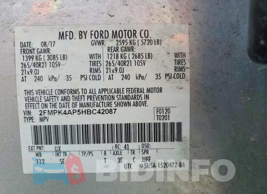 2FMPK4AP5HBC42087 Photo# 13
