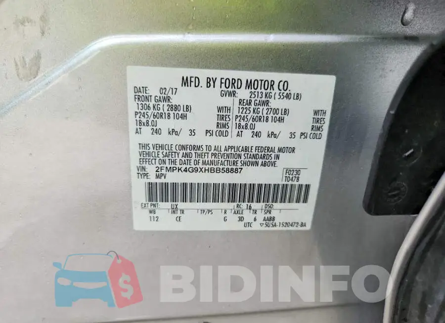 2FMPK4G9XHBB58887 Photo# 13