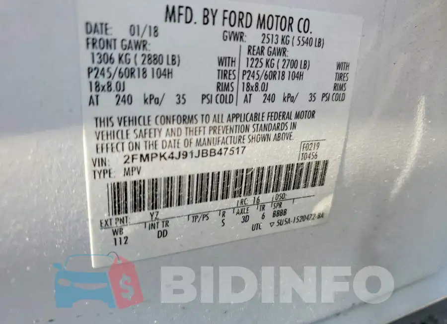 2FMPK4J91JBB47517 Photo# 13