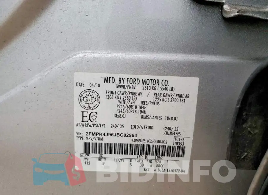 2FMPK4J96JBC02964 Photo# 13