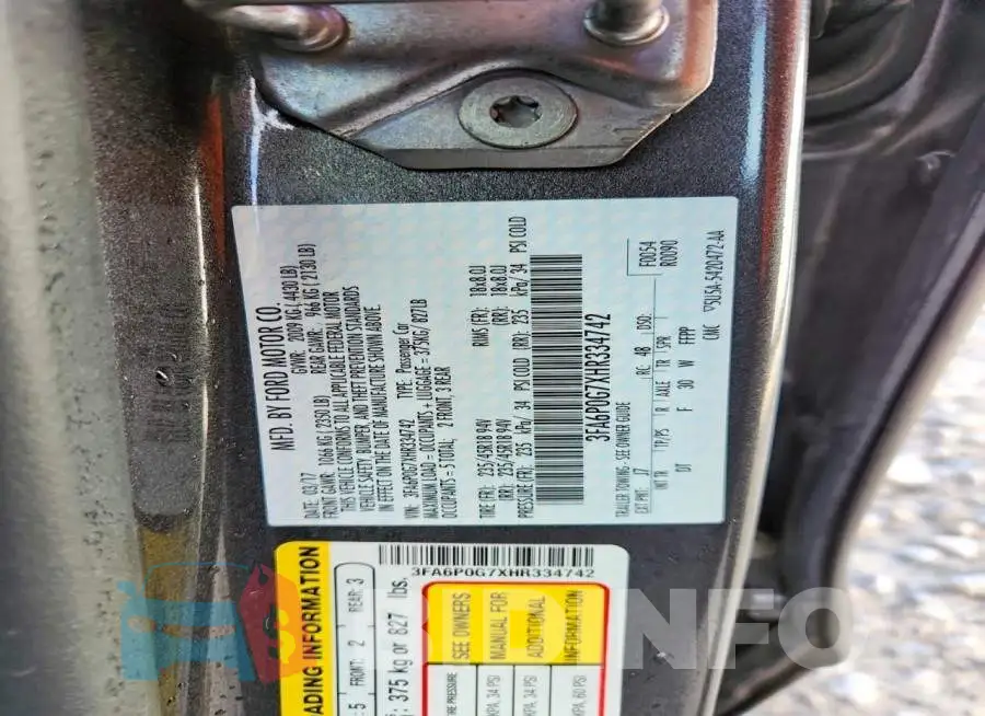 3FA6P0G7XHR334742 Photo# 12