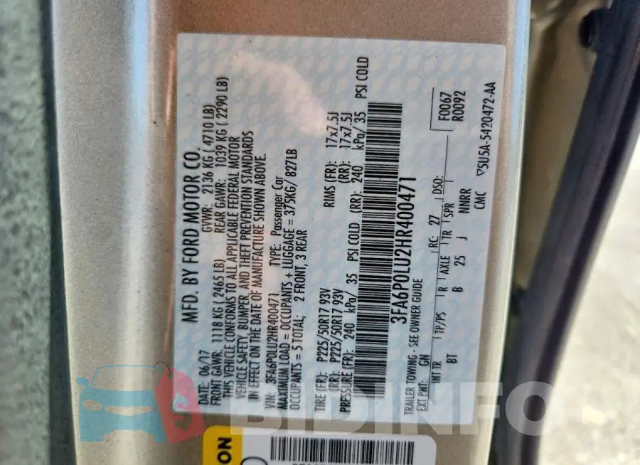 3FA6P0LU2HR400471 Photo# 12