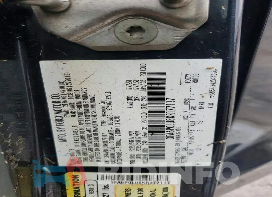 3FA6P0LU8KR177117 Photo# 12