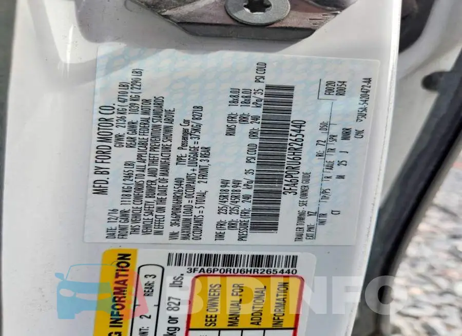 3FA6P0RU6HR265440 Photo# 12