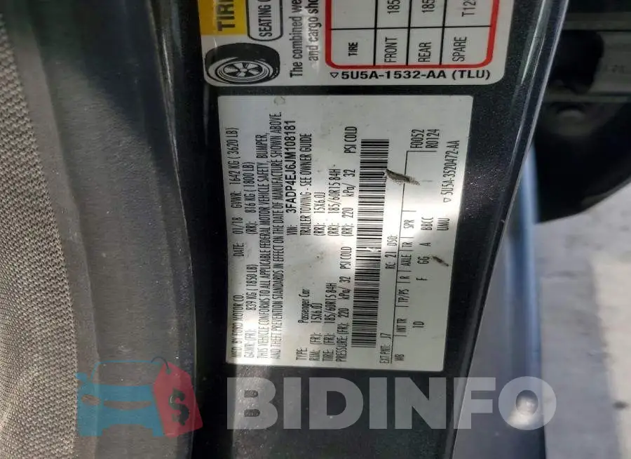3FADP4EJ6JM108181 Photo# 12