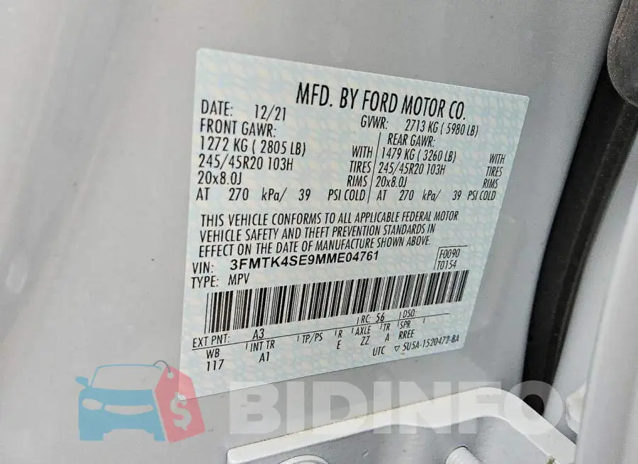 3FMTK4SE9MME04761 Photo# 13