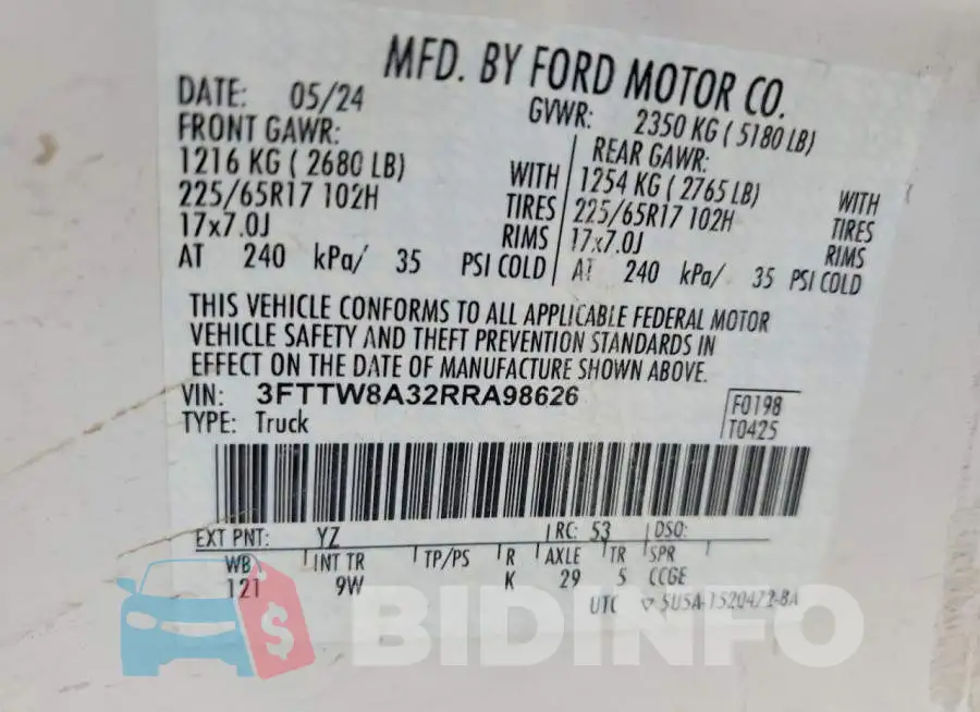 3FTTW8A32RRA98626 Photo# 13
