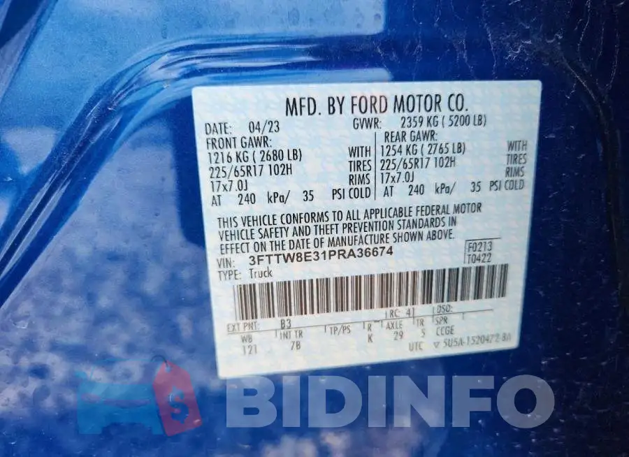 3FTTW8E31PRA36674 Photo# 12