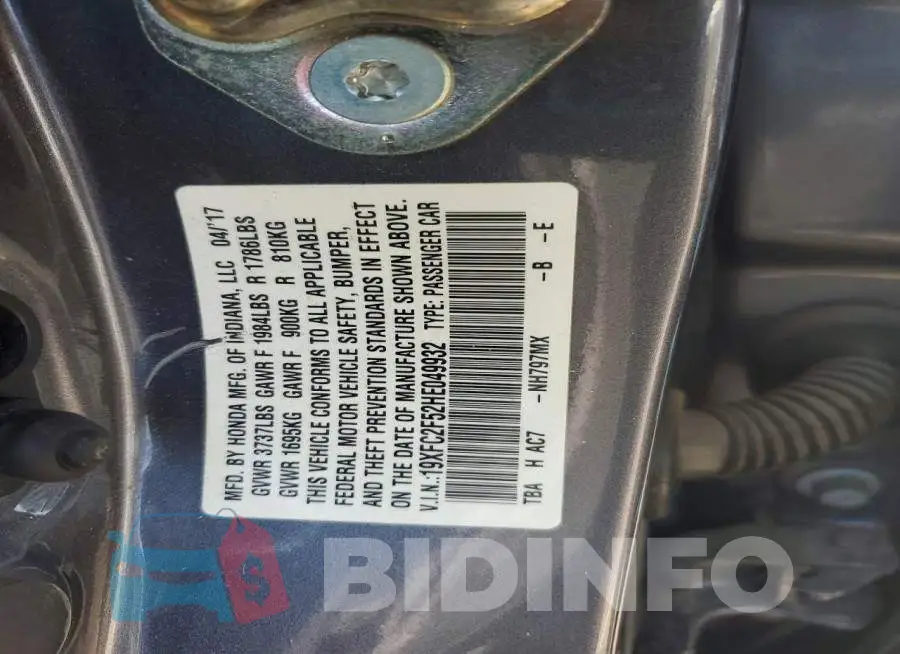19XFC2F52HE049932 Photo# 12