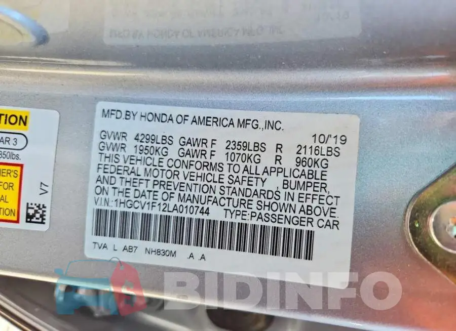 1HGCV1F12LA010744 Photo# 12