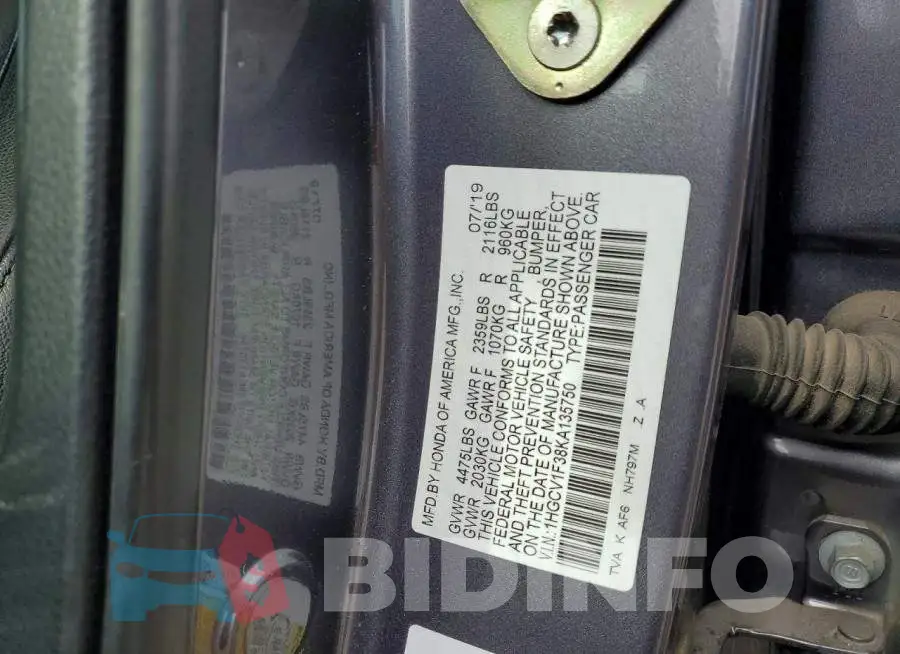 1HGCV1F38KA135750 Photo# 13