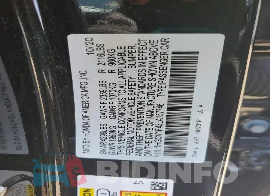 1HGCV1F43LA157746 Photo# 12