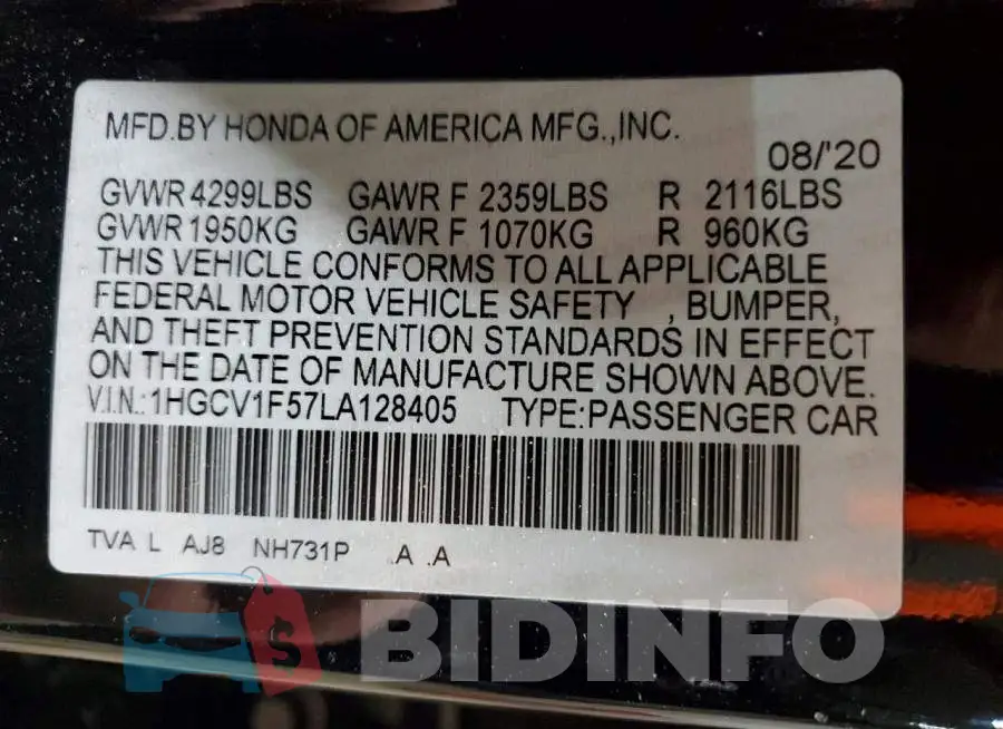 1HGCV1F57LA128405 Photo# 13
