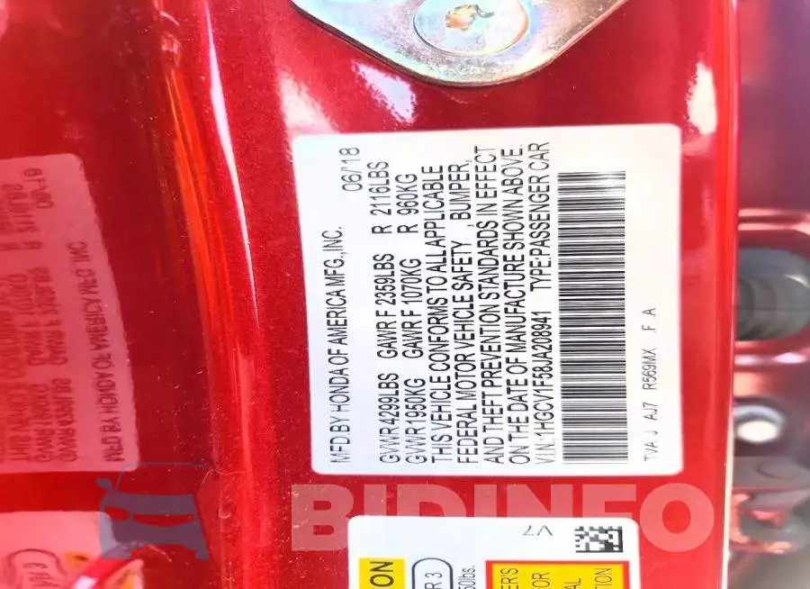 1HGCV1F58JA208941 Photo# 13