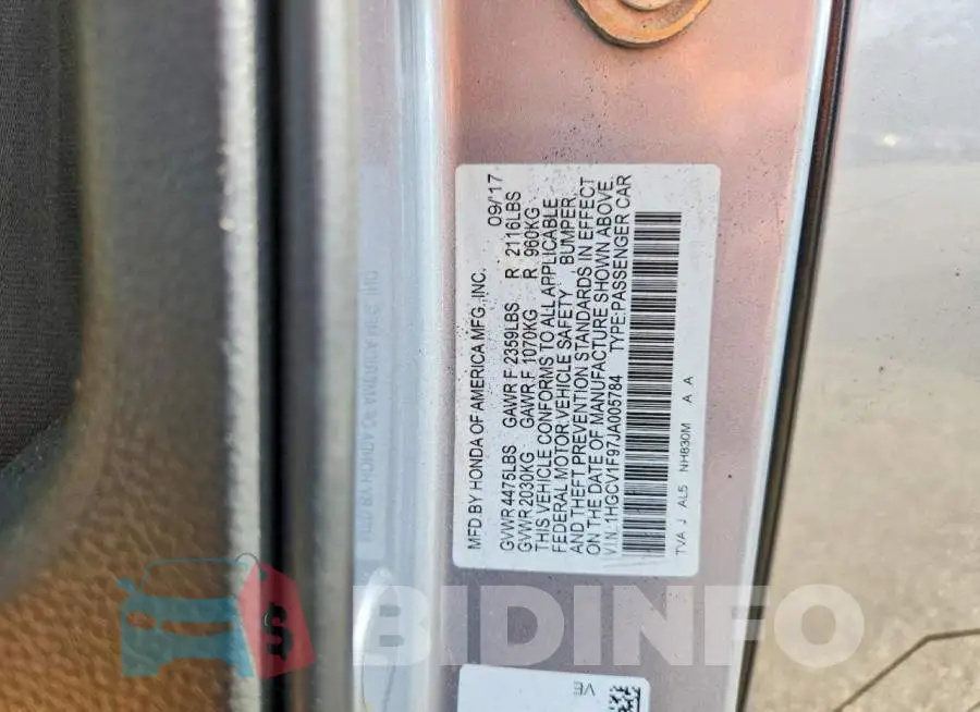 1HGCV1F97JA005784 Photo# 12
