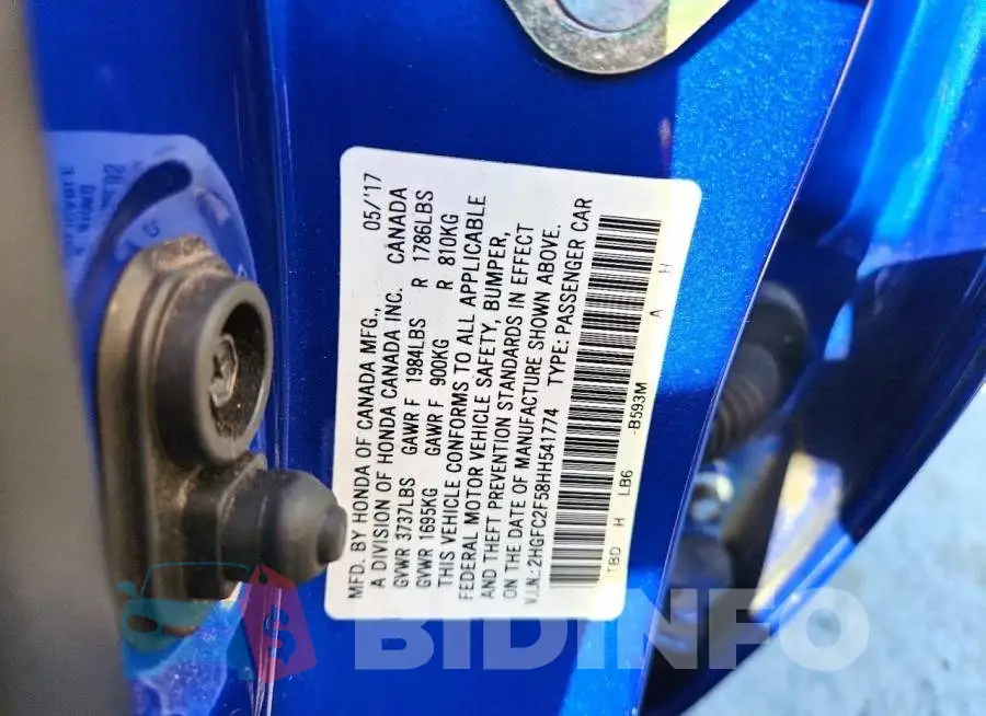 2HGFC2F58HH541774 Photo# 12