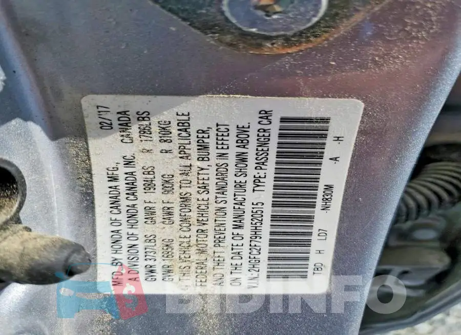 2HGFC2F79HH520515 Photo# 12