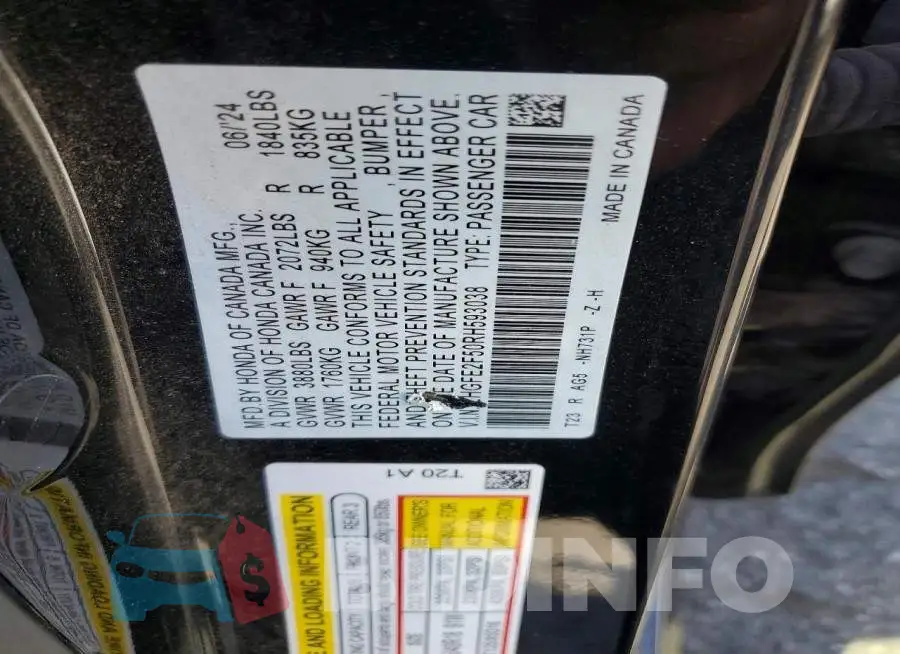 2HGFE2F50RH593038 Photo# 12