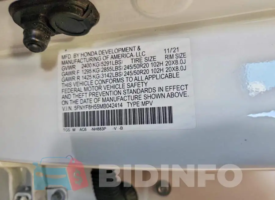 5FNYF8H55MB042414 Photo# 13
