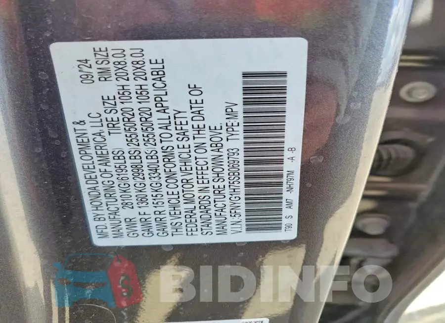 5FNYG1H75SB069793 Photo# 12