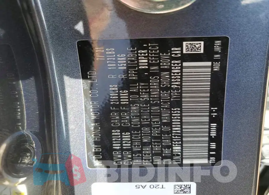 JHMFE1F7XNX005855 Photo# 12