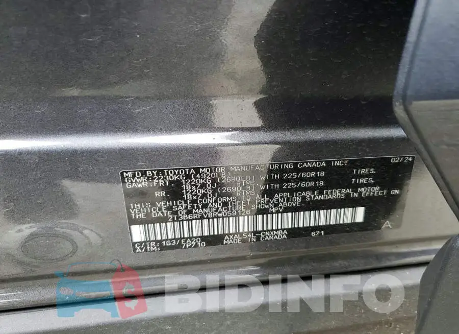 2T3B6RFV8RW059126 Photo# 14