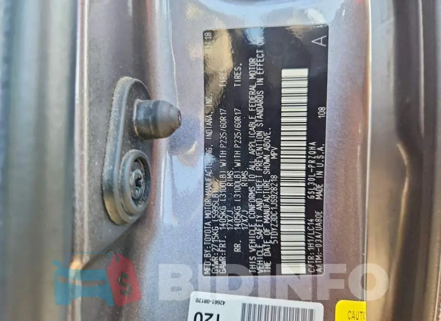 5TDYZ3DC1JS928218 Photo# 14