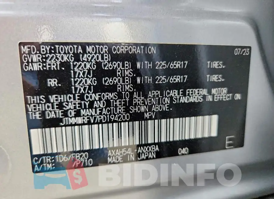 JTMMWRFV7PD194200 Photo# 13