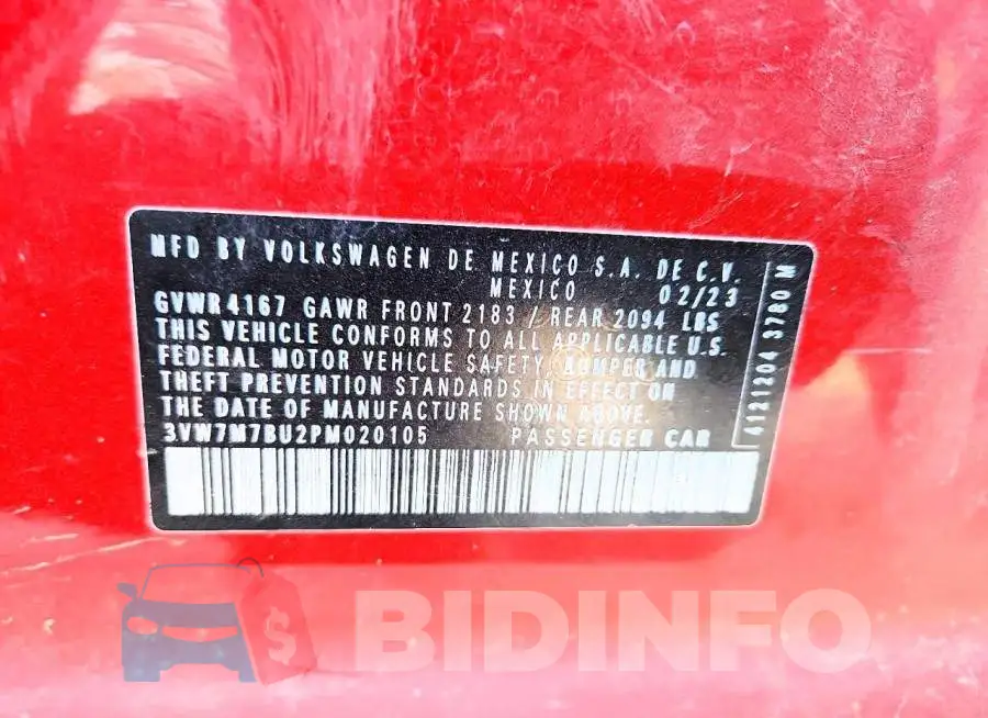 3VW7M7BU2PM020105 Photo# 12