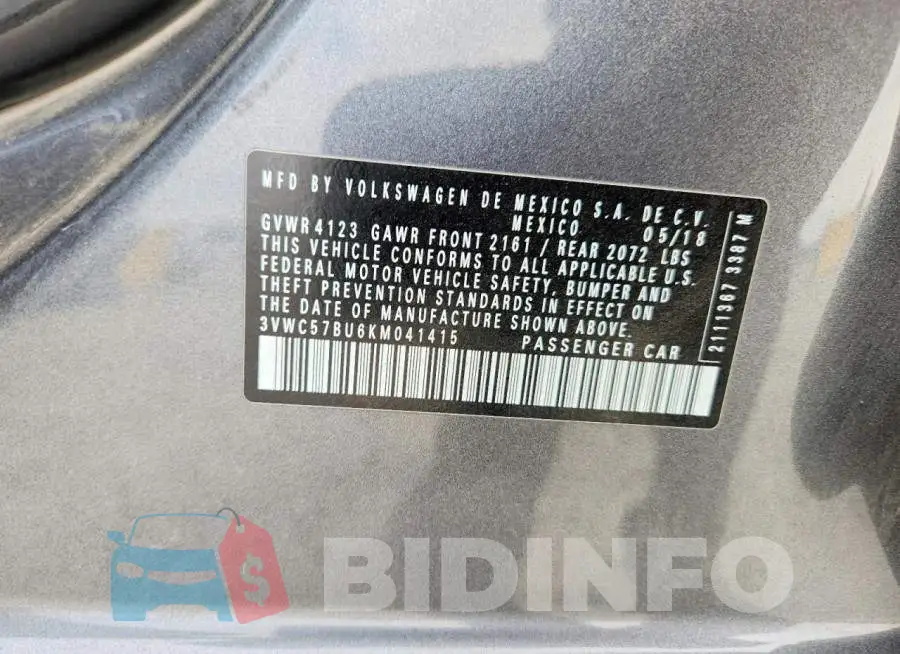 3VWC57BU6KM041415 Photo# 13