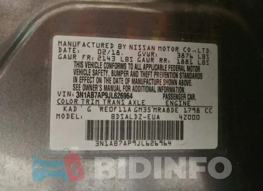 3N1AB7AP9JL626964 Photo# 12