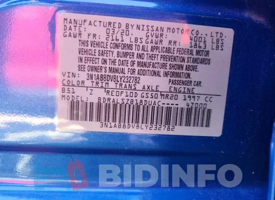 3N1AB8DV8LY232782 Photo# 12