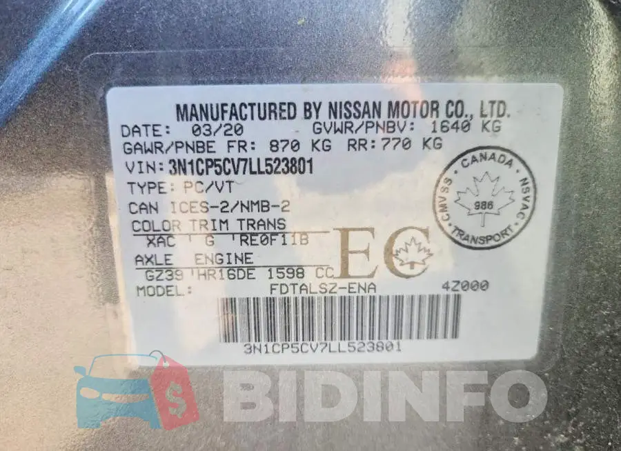 3N1CP5CV7LL523801 Photo# 14