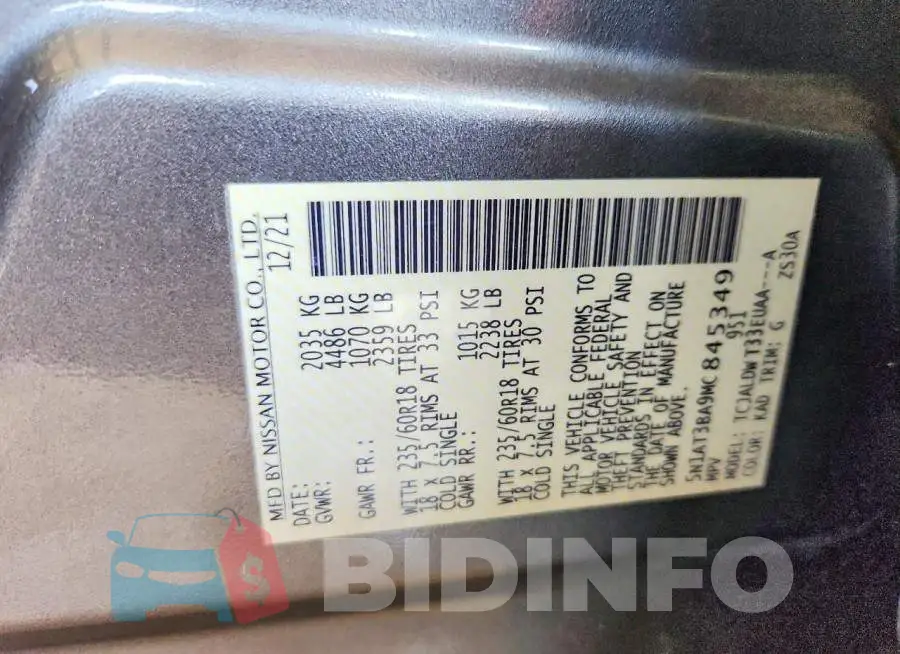 5N1AT3BA9MC845349 Photo# 14