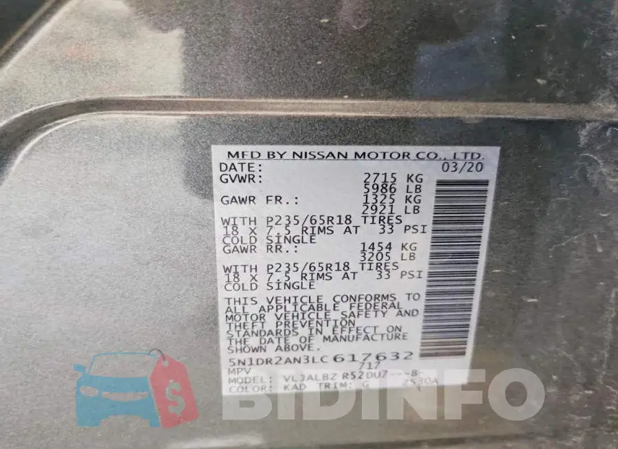 5N1DR2AN3LC617632 Photo# 13