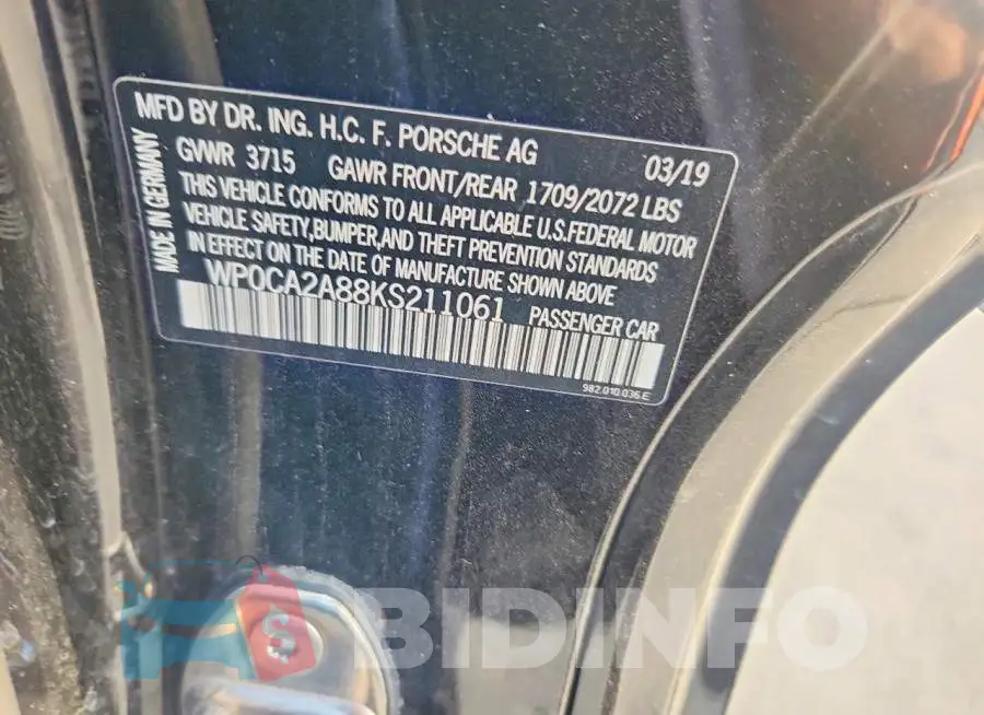 WP0CA2A88KS211061 Photo# 12