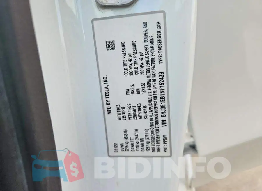 5YJ3E1EB1NF152439 Photo# 12