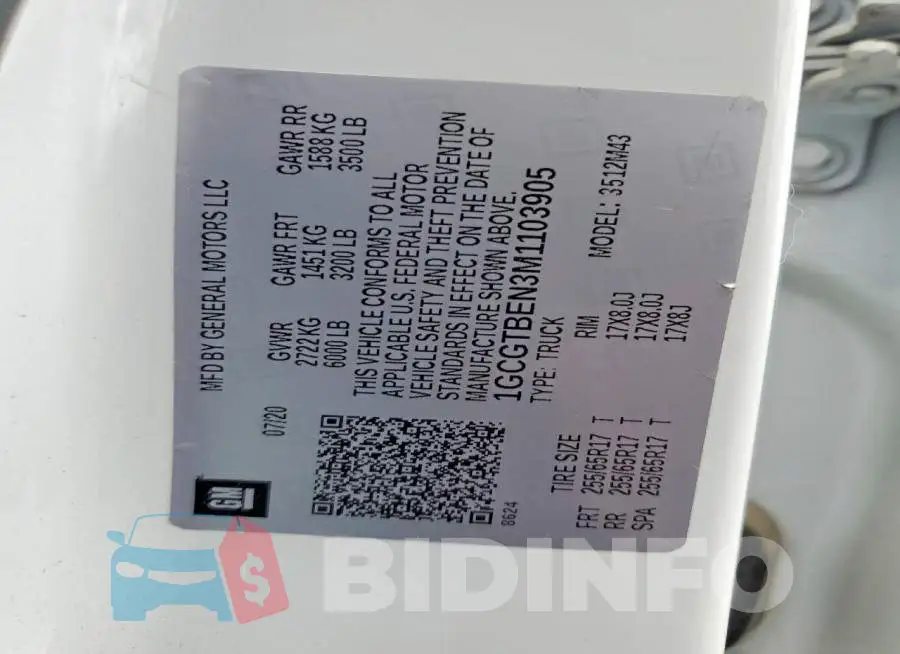 1GCGTBEN3M1103905 Photo# 12