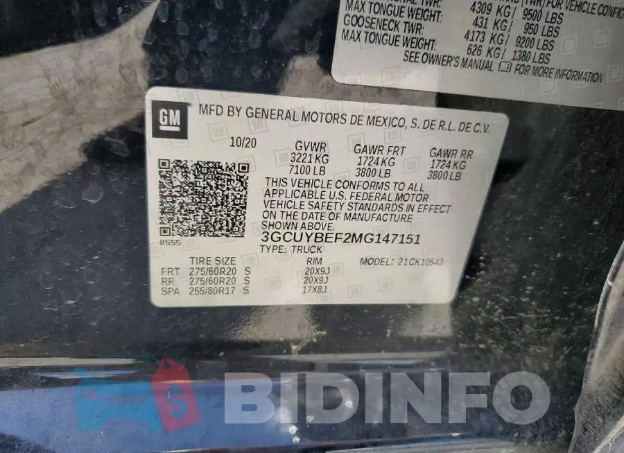 3GCUYBEF2MG147151 Photo# 13