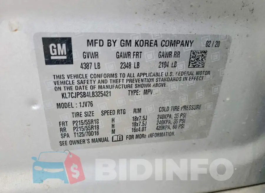 KL7CJPSB4LB325421 Photo# 13