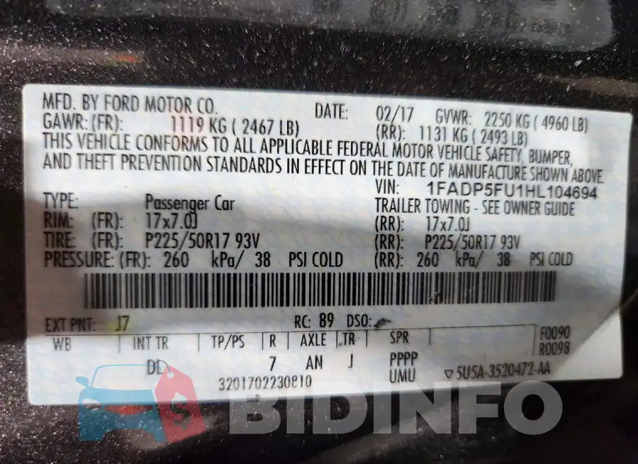 1FADP5FU1HL104694 Photo# 12