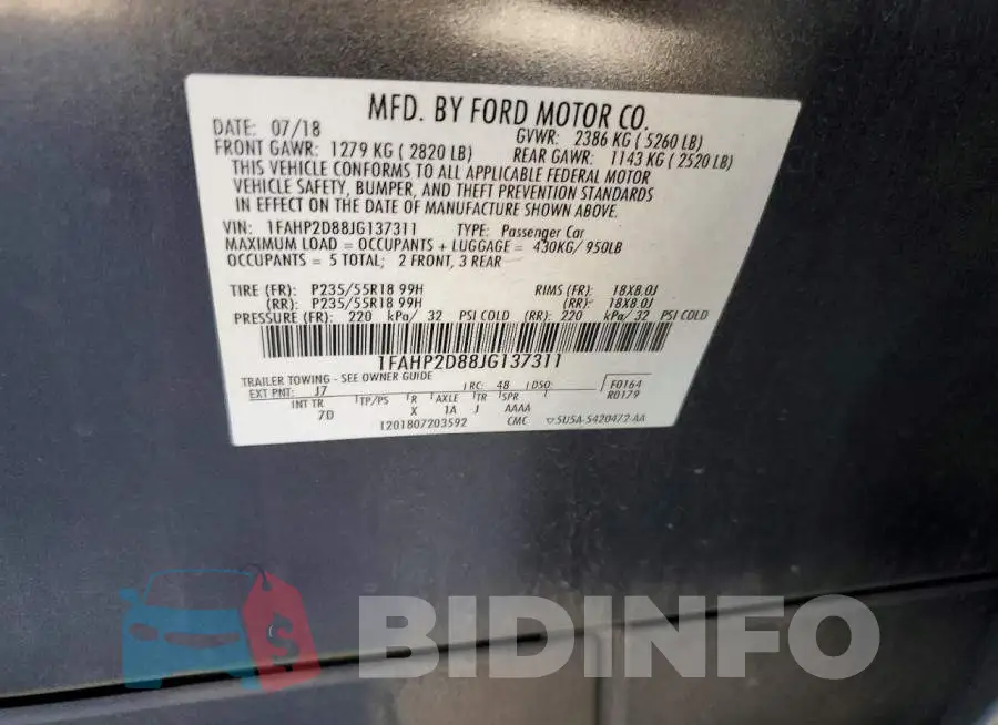 1FAHP2D88JG137311 Photo# 12