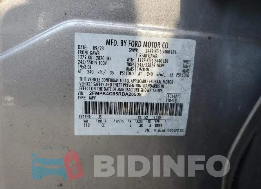 2FMPK4G95RBA26508 Photo# 14
