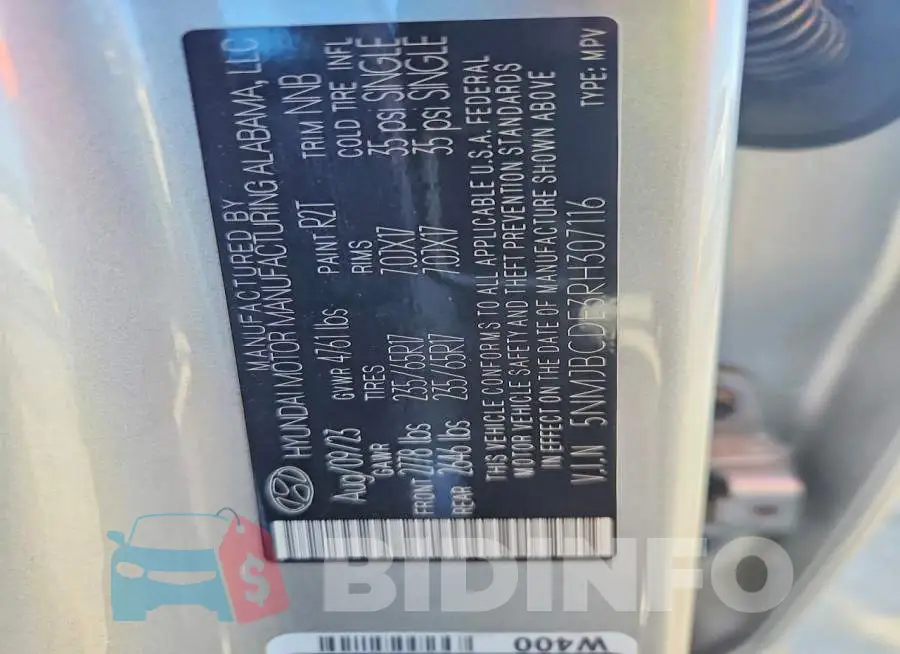5NMJBCDE3RH307116 Photo# 14