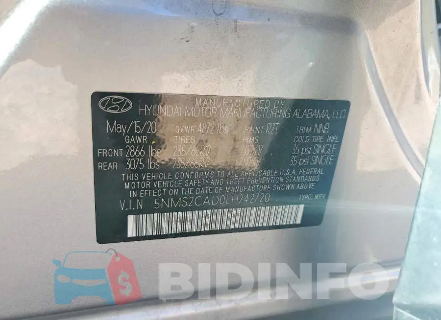 5NMS2CAD0LH242720 Photo# 13