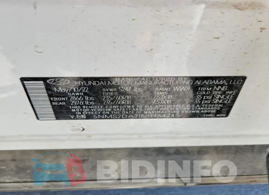 5NMS2DAJ1NH464245 Photo# 13
