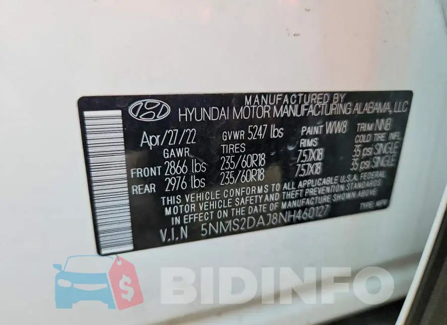 5NMS2DAJ8NH460127 Photo# 13