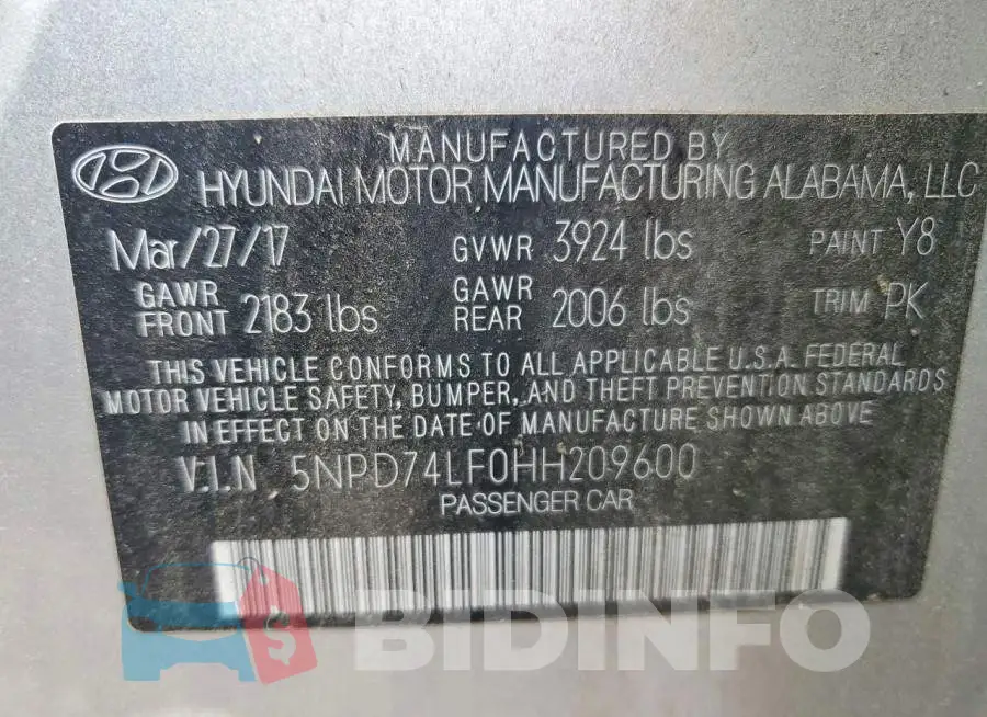 5NPD74LF0HH209600 Photo# 12
